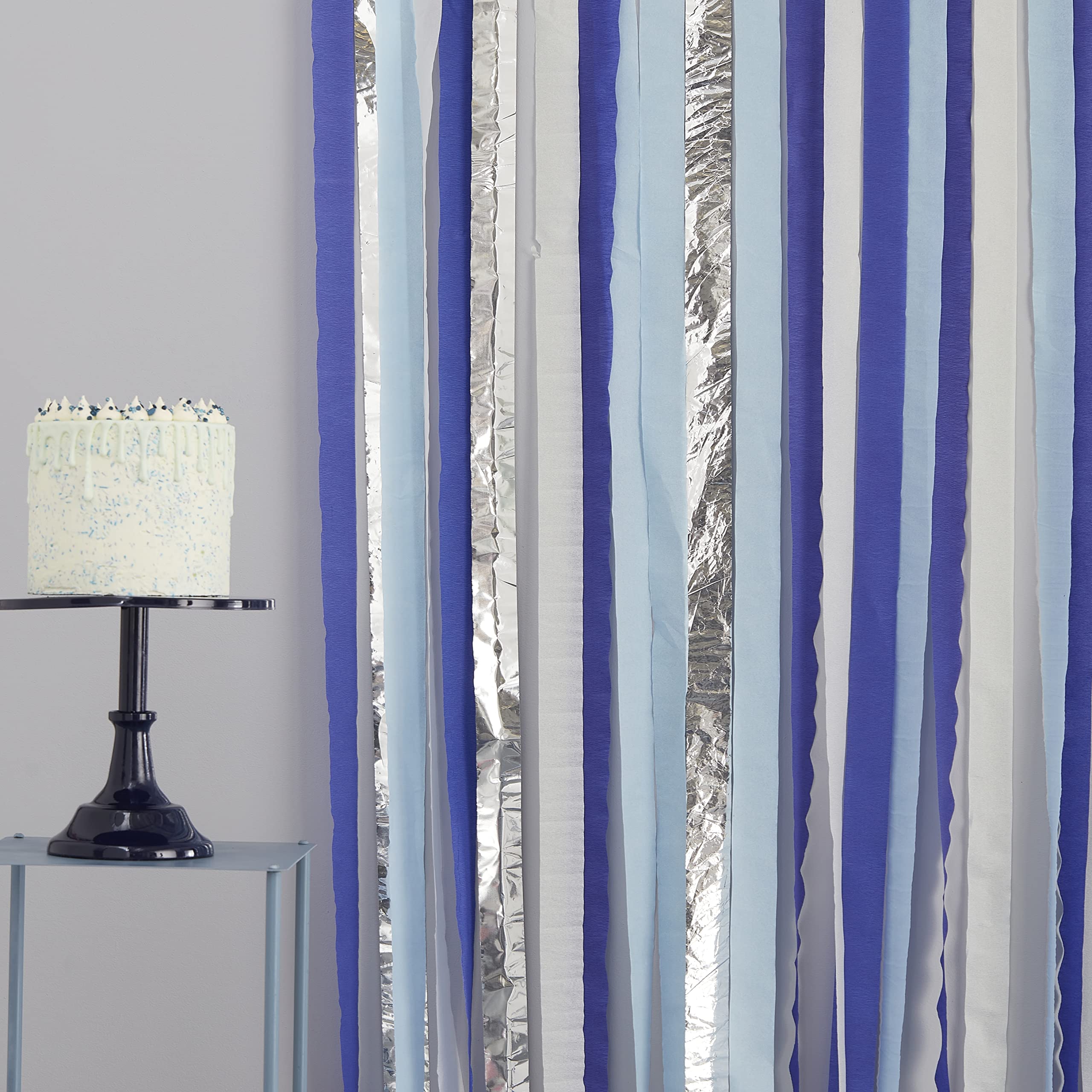 Ginger Ray 'Mix It Up' Blue Crepe Paper Streamer Backdrop - 110m