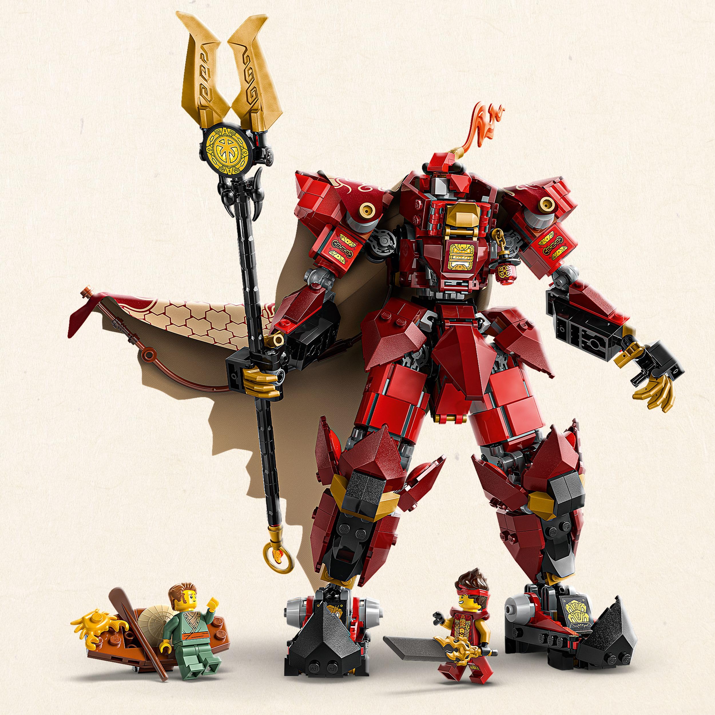 LEGO Ninjago Mech Cavaliere del Fuoco Giocattolo - Set da Monstrosity con Action Figure Robot Snodabile, 2 Minifigure e Mostro Marino su Espositore - Regalo di Compleanno per Bambini 14+ Anni - 71846