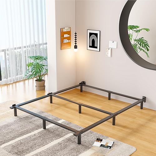 Miniatura 2 de EMODA Marco de cama de tamaño completo de 7 pulgadas para somier y colchón, base de cama de metal con soporte de 9 patas, montaje fácil y sin