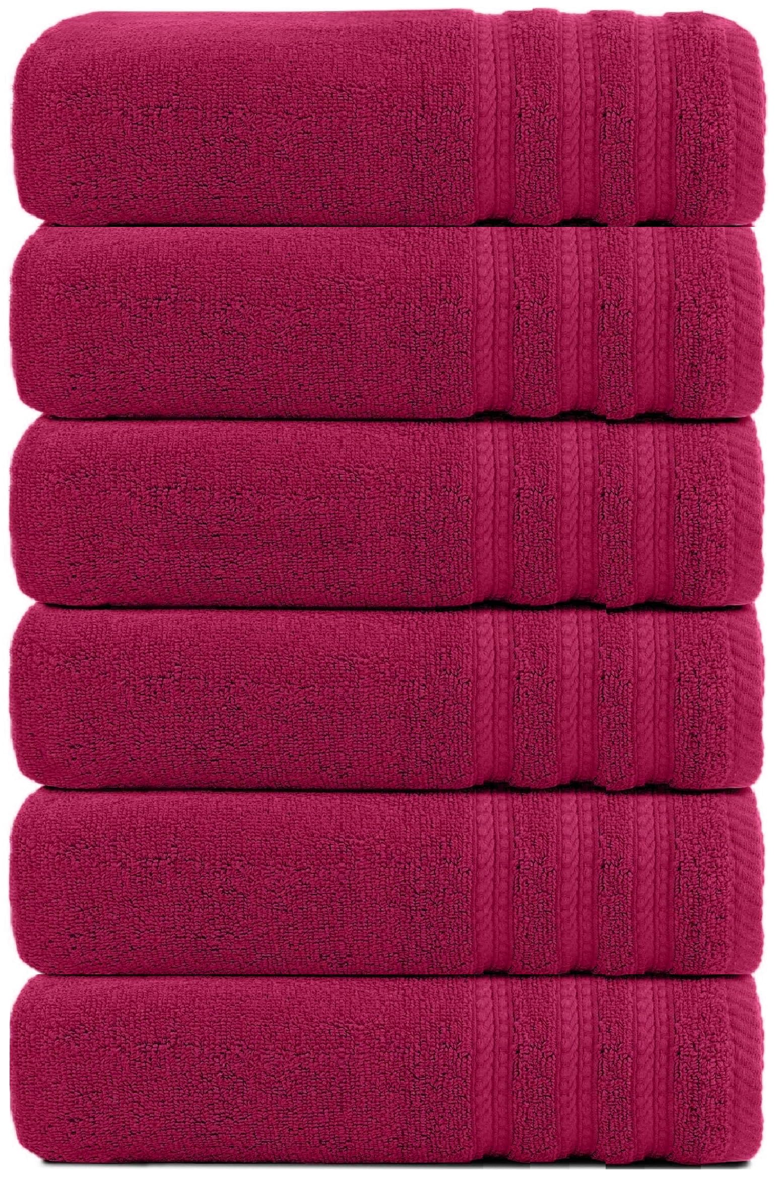 Wovenwonder Pink Jumbo Bath Towels 6 Pack 100% Egyptian Cotton Bath Sheets (75X150cm) Highly Absorbent Towel Set 500-Gsm (Pink)
