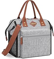 Vista 10 de LOKASS Bolsa de Almuerzo Aislada Lonchera de Apertura Amplia Bolsa Tote de Almuerzo Soporte Grande para Bebidas Organizador de Aperitivos de Nailon