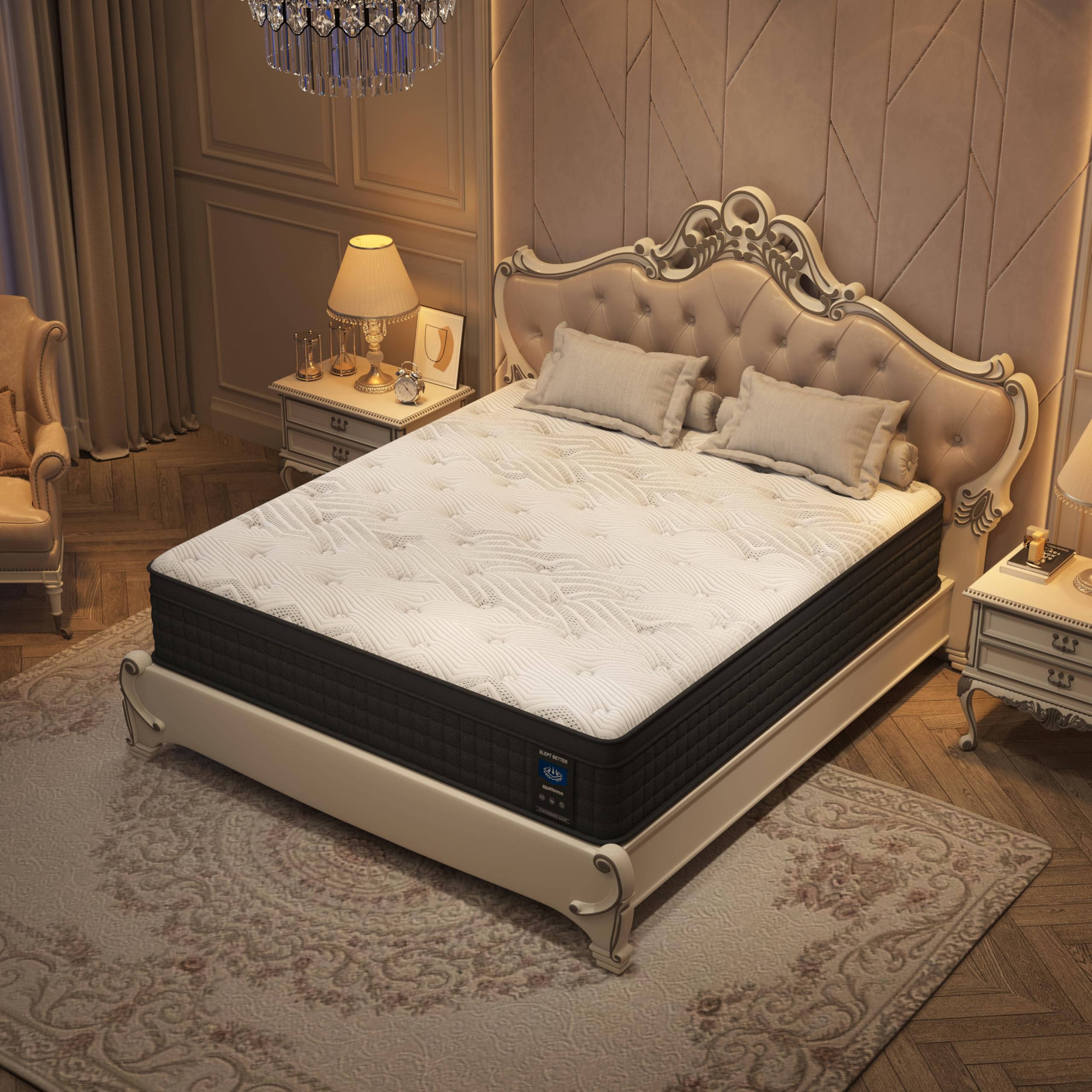 Twin Mattress 12 Inch Hybrid Mattress in a Box Memory Foam Euro Top Pocket Springs Medium Firm for Motion Isolation 100 Night Trial Pressure Relief