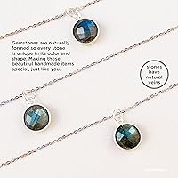 Vista 101 de Round Pendant Necklace, Natural Gemstones, Labradorite, Rainbow Moonstone, Crystal, Rose Quartz, Amethyst, Citrine, Sterling Silver, Handmade