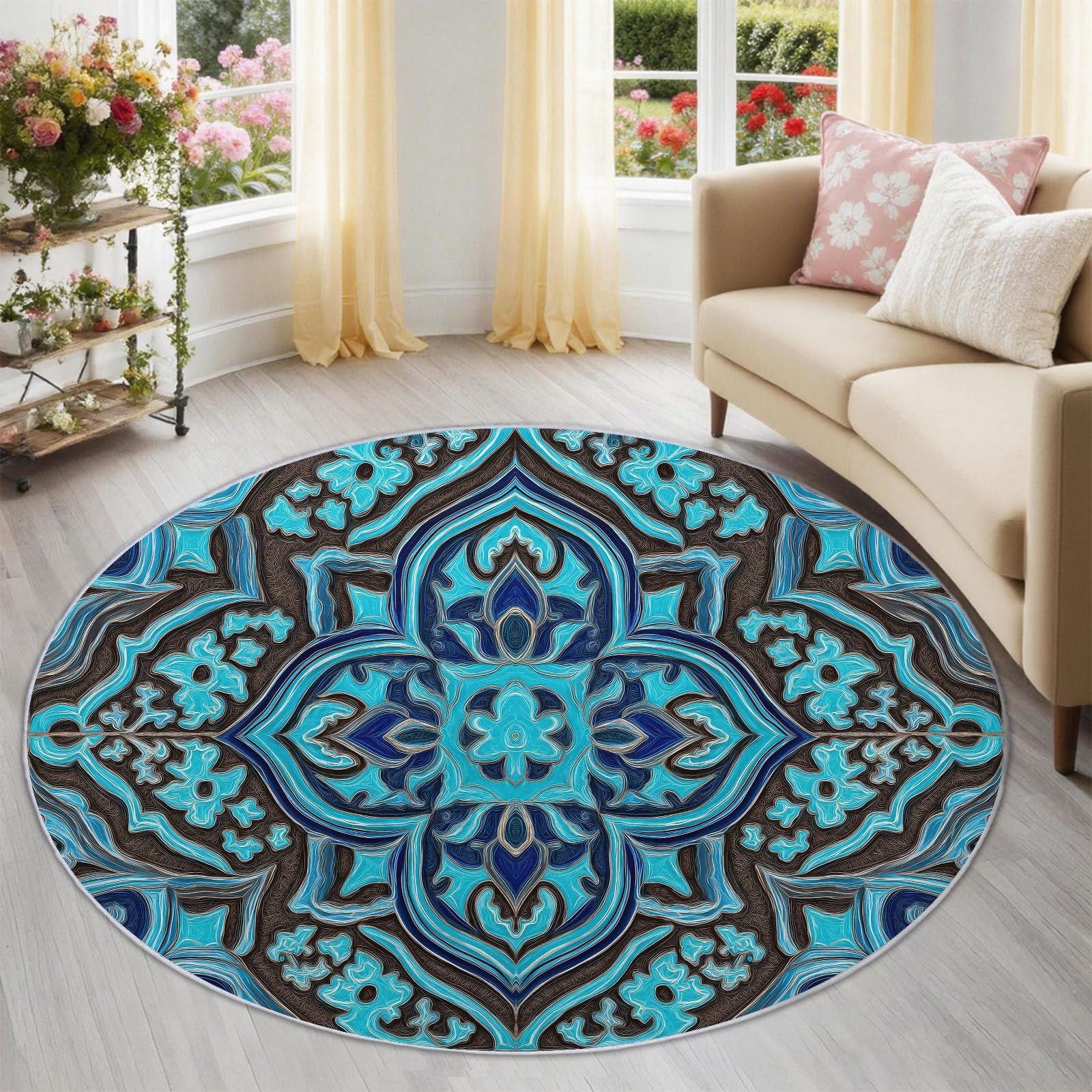 Tapis rond enfant 180 cm antidérapant fini les glissades avec cette moquette lavable