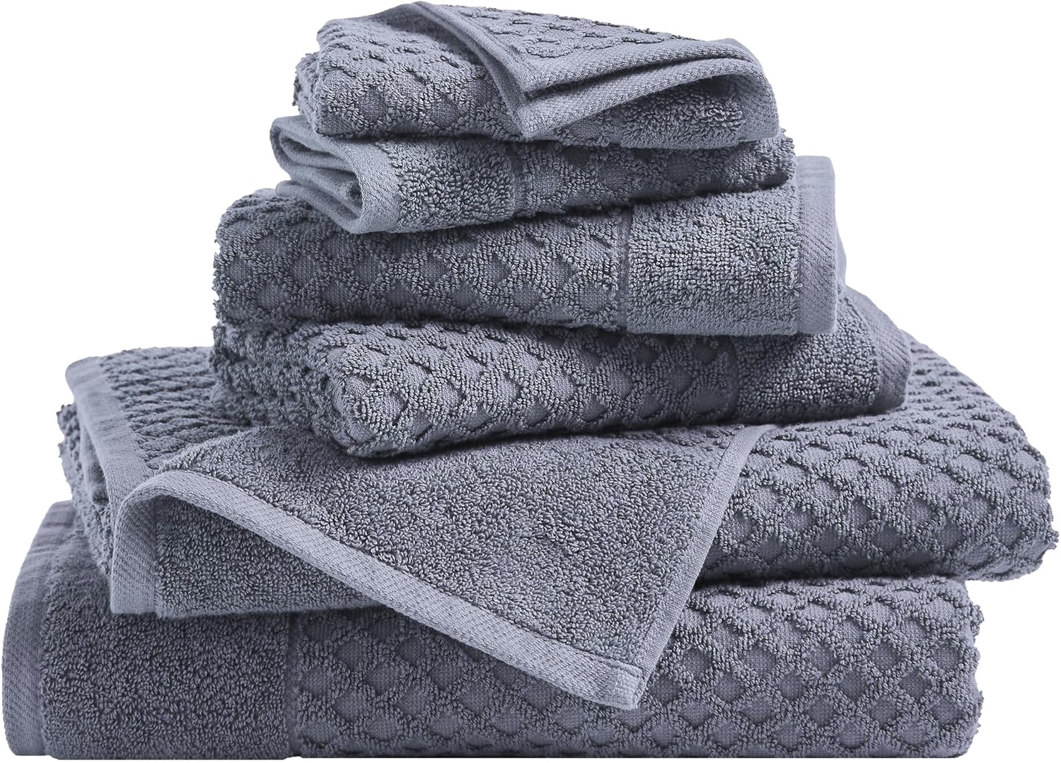 Great Bay Home Bath Towels - 100% Cotton 6 Piece Towel Set - Diamond Waffle Weave - Absorbent, Durable, Quick-Dry Towels for Bathroom - Thumbnail 2