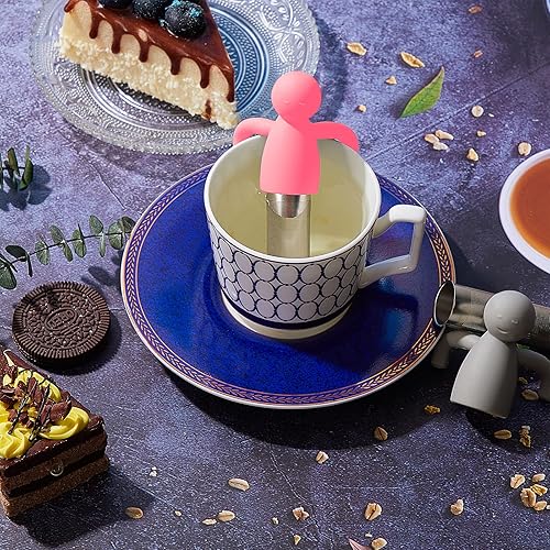 Miniatura 4 de 2 piezas de infusor de té para té suelto, lindo colador de té de malla fina de acero inoxidable, bola de filtro de té difusor de té empinado para