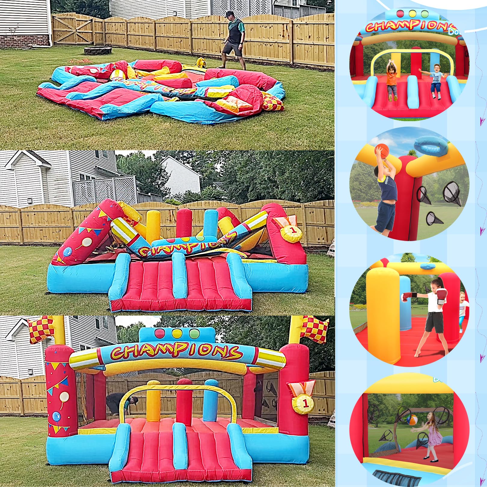 Snapklik.com : Inflatable Obstacle Course Bounce House For Kids, 13 ...