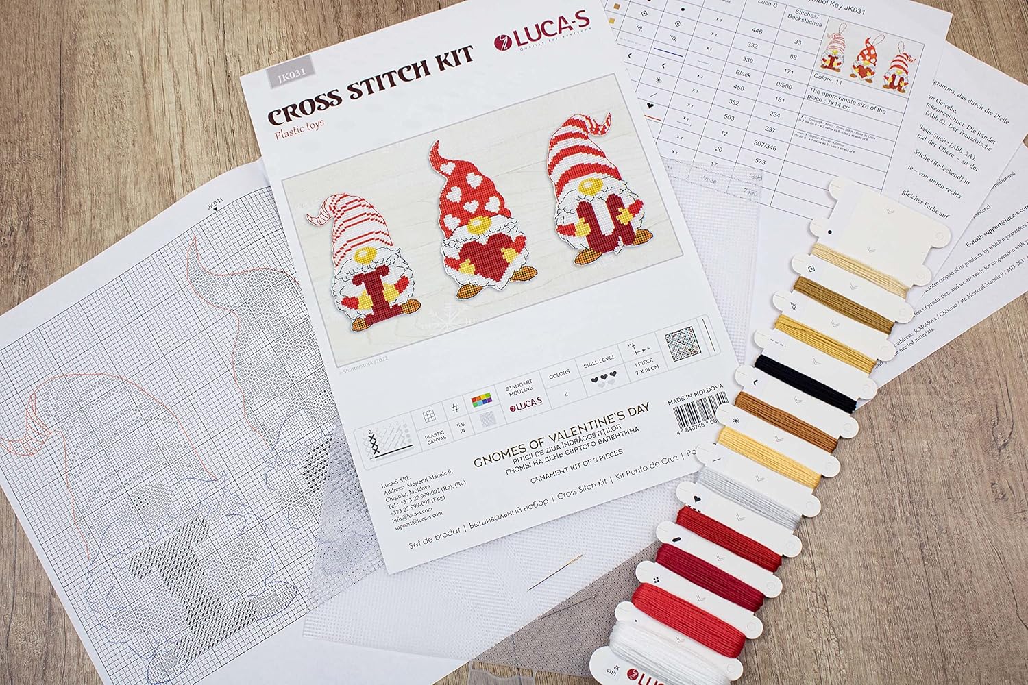 Luca-S Toys Cross Stitch Kits - Gnomes of Valentine's Day JK031
