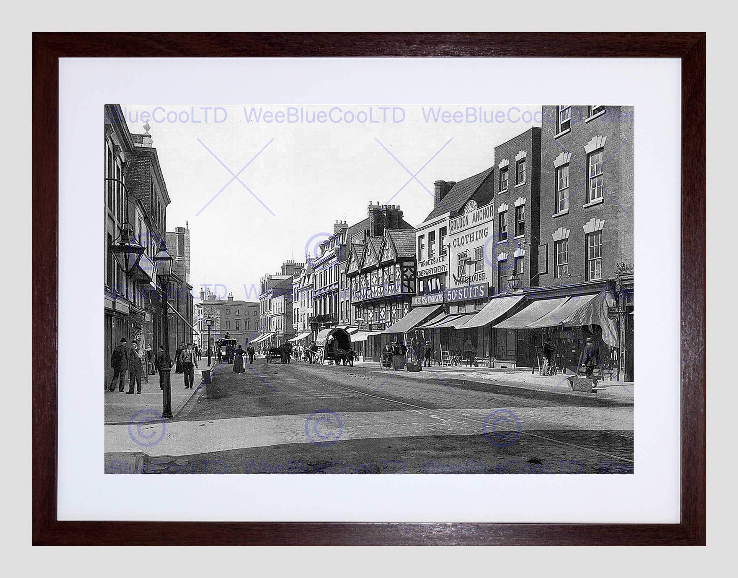 Wee Blue CooSouthgate Street Gloucester Vintage History Old BW Framed Wall Art Print