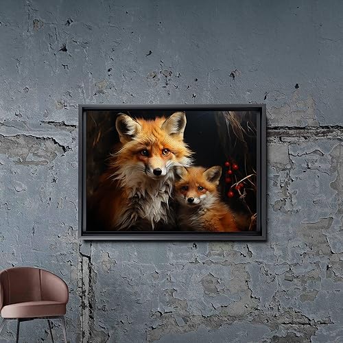 Miniatura 7 de Fox Mother Cub Print, In The Style Of Stencil,Based, Kids Wall Art, Kids Wall Art Display, Mom And Baby Animal Art Print, Canvas, Art Print