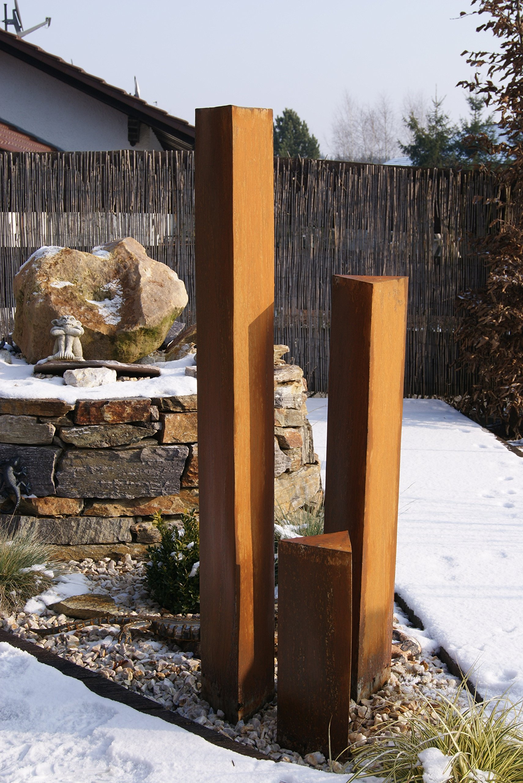 Säulenset Edelrost Säulen Set Rost Garten Dekoration Stele