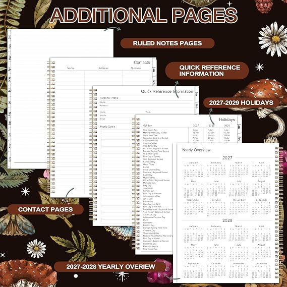 2027 Planner - January - December 2027, 8.5 x 11 Weekly Monthly Planner 2027, 2027 Calendar Spiral Bound with 12 Monthly Tabs, Inner Pocket