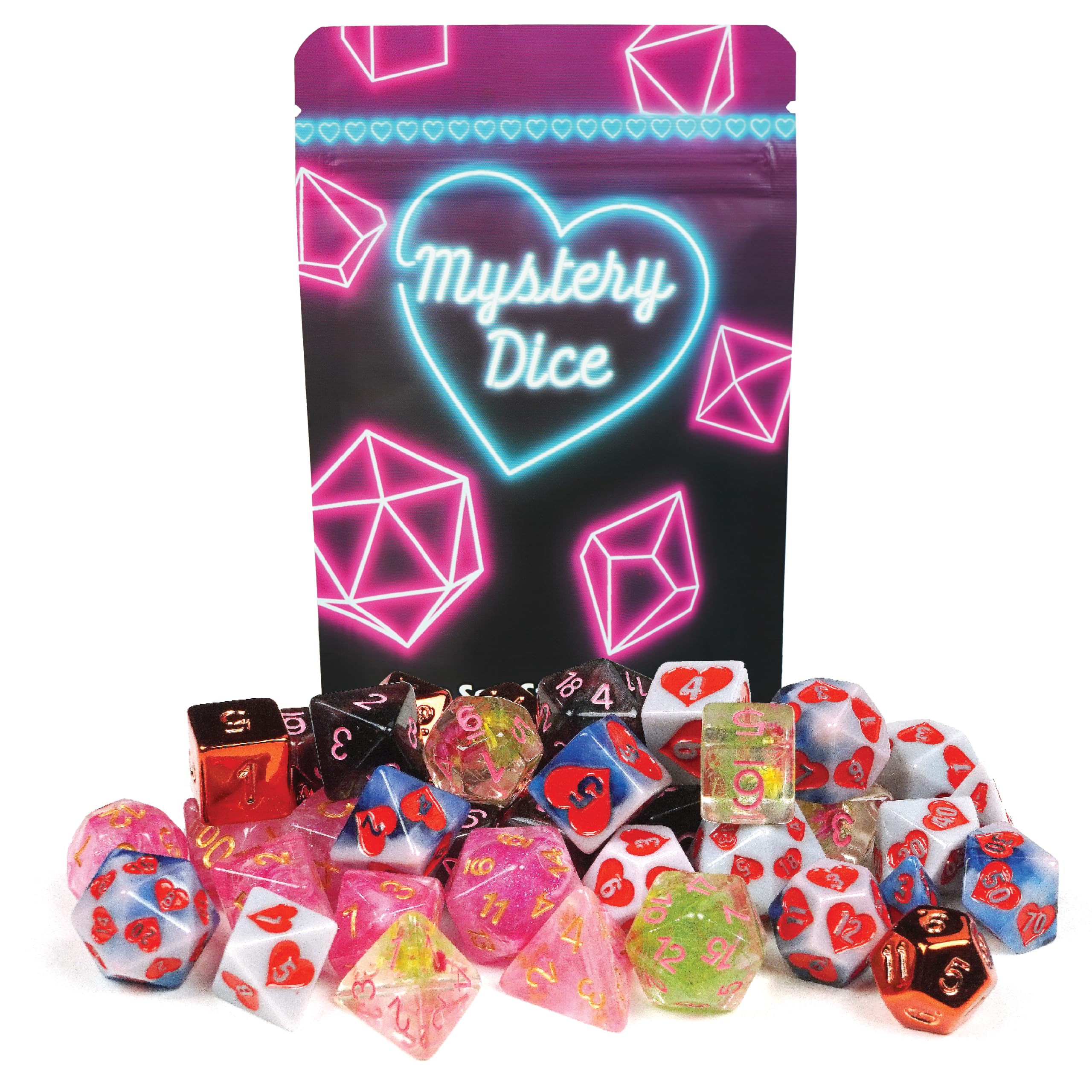 1985 Games Sweetheart Mystery Dice Set, DND Dice, Date Night Gift, 1 Pack
