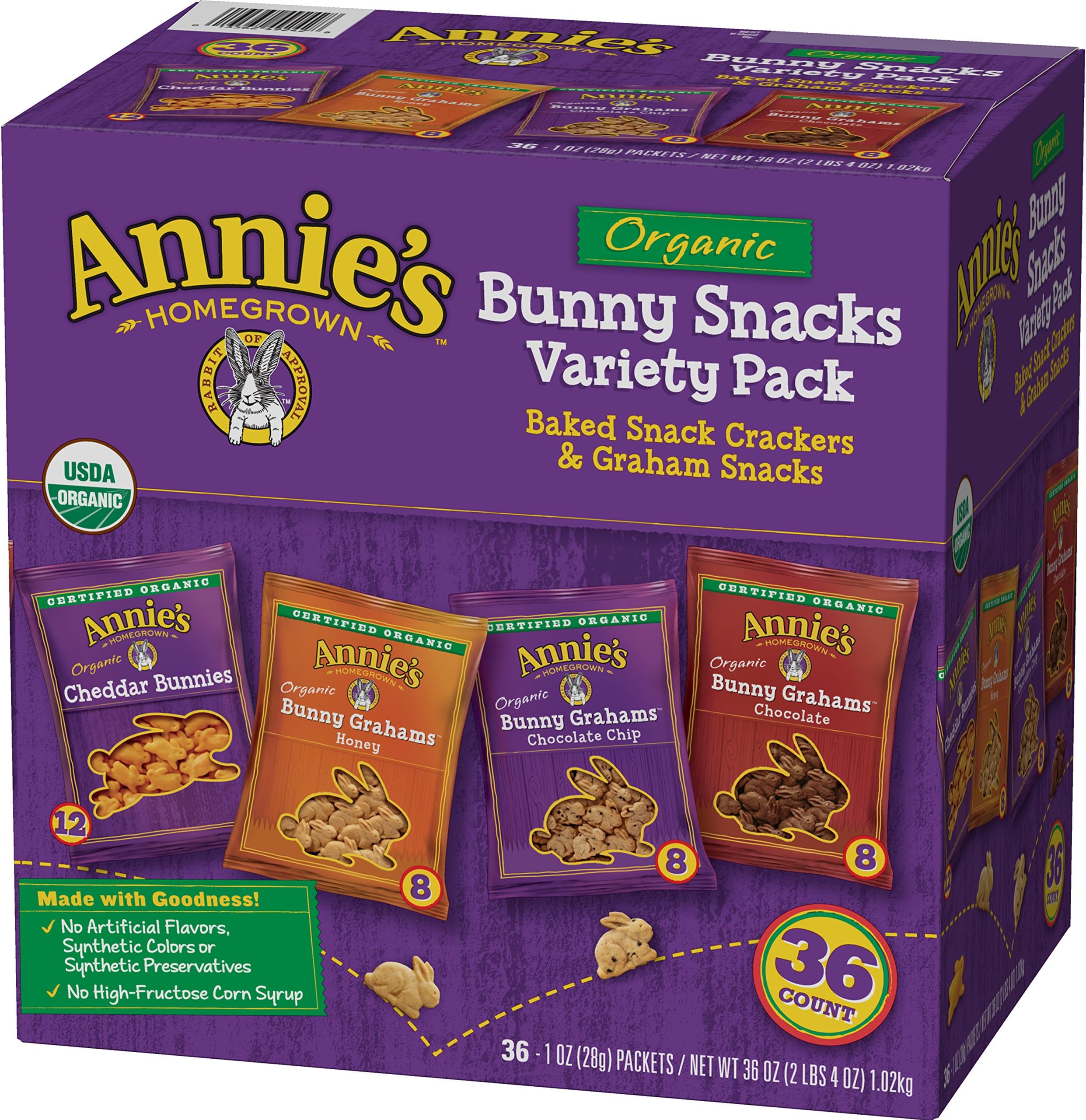 Amazon.com: Annie's Homegrown Organic Variety Pack, Cheddar Bunnies and ...