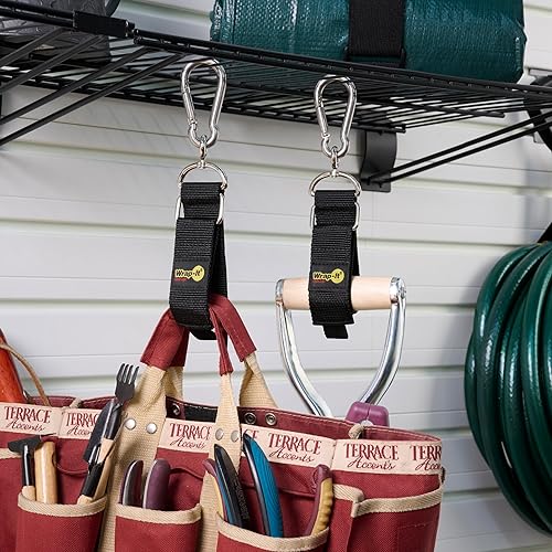 Miniatura 7 de Hook 'n Hang Wrap-It Storage Straps - Correas de mosquetón de 12 pulgadas (paquete de 2) para usar como soporte de cable de extensión, correas