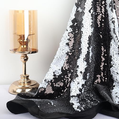 Miniatura 4 de Pardecor The Yard - Tela de lentejuelas reversible de sirena de color negro a blanco de 1 yarda, tela con purpurina abatible para coser vestidos de