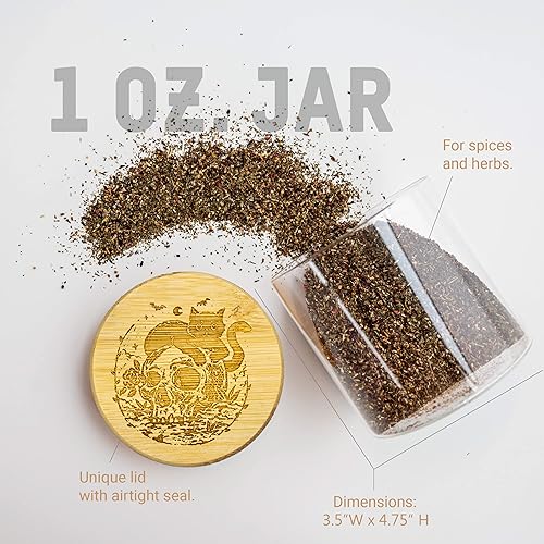 Miniatura 5 de Hakuna Supply - Tarro de almacenamiento de vidrio con tapa decorativa de bambú hermética - Contenedor multiusos para hierbas té dulces Q-Tips etc