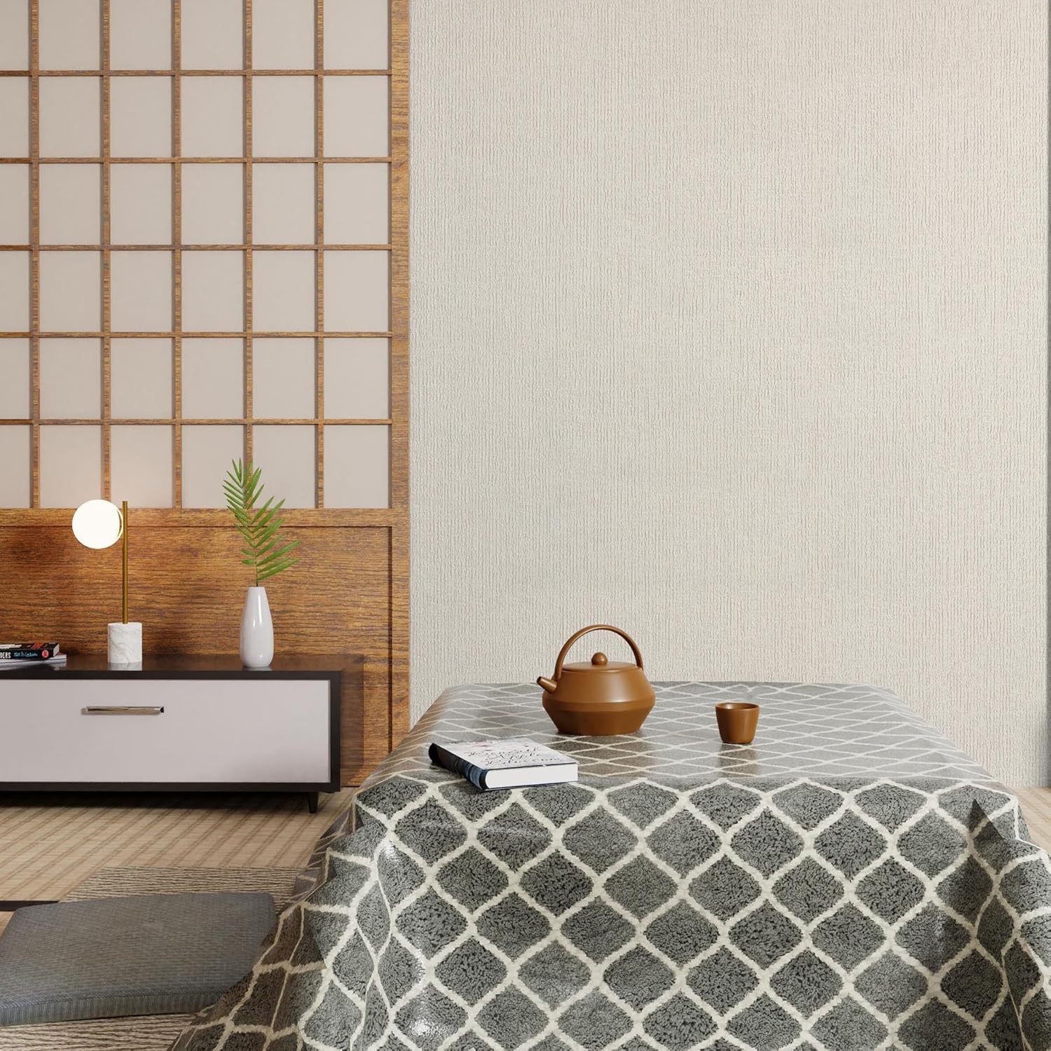 Dimoon 78.7"x17.7" Embossed Stripe Thicken Advanced Texture White Peel and Stick Wallpaper Stick Peel Modern Off-White Waterproof Contact Paper Pure Self Adhesive Wallpaper Removable Liner Viny Roll