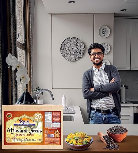 Miniatura 9 de Rani Black Mustard Seeds Whole Spice Kali Rai - Tarro PET de 35 onzas 353oz  Todo natural  Apto para gluten  Sin OMG  Vegano  Origen indio