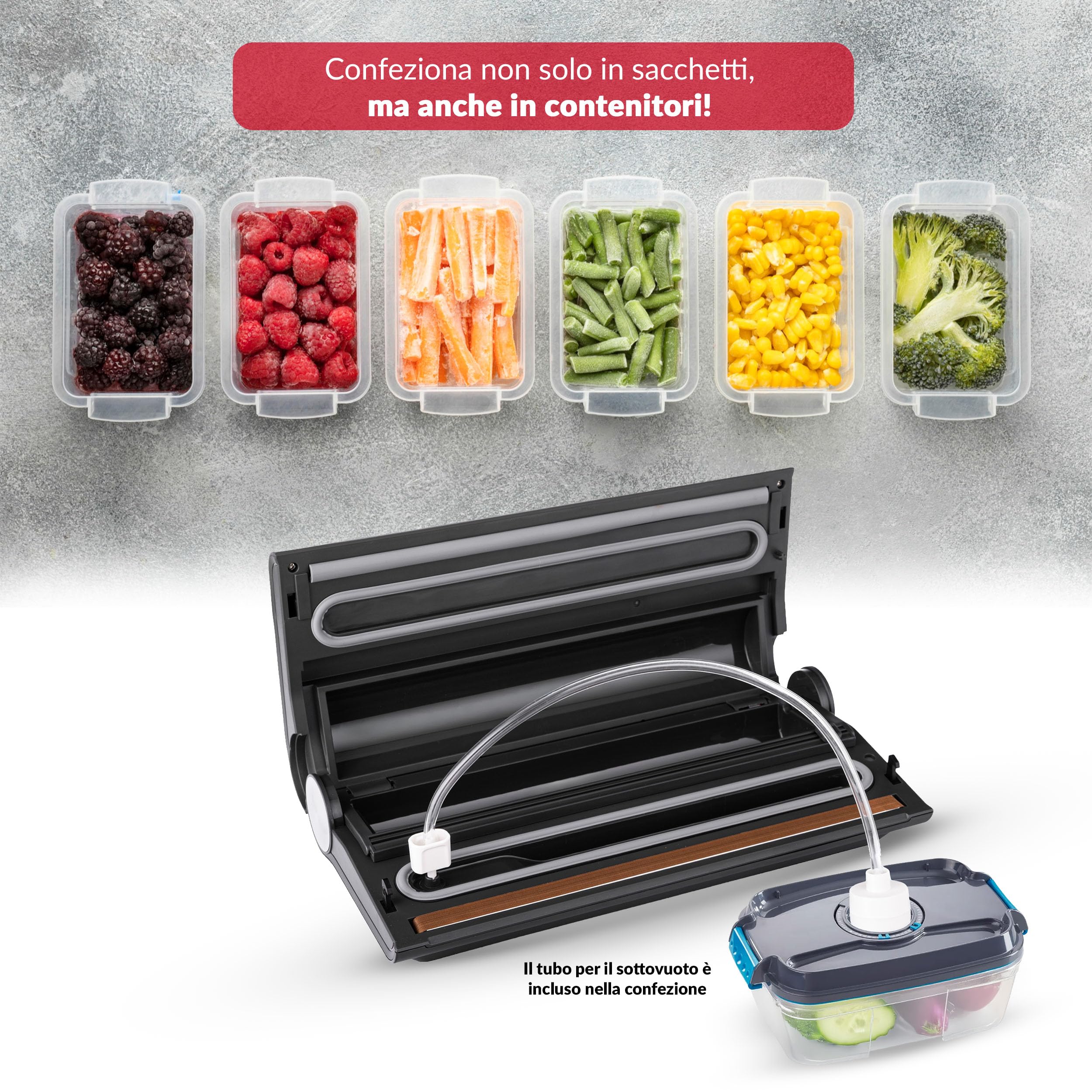 LEHMANN Macchina Sottovuoto Alimenti, Macchine Sottovuoto per Alimenti Secchi e Umidi, 5 Modalità, Conservazione Prolungata Alimentare, Saldatura Lunga 30 cm, Taglierina, Tubo di Aspirazione incl.