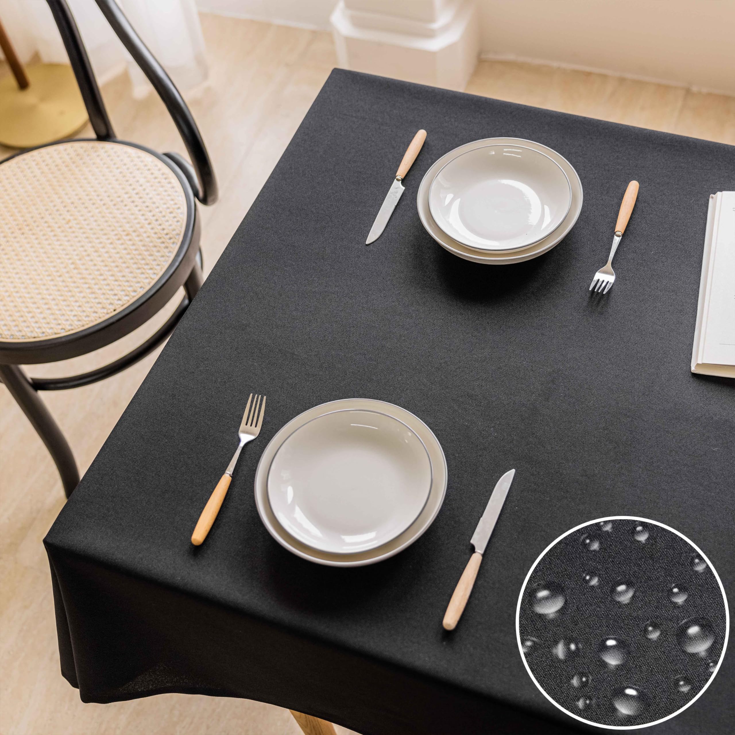 Home Brilliant Table Cloth Wipe Clean Easy Care, Cream Linen Tablecloth for Wedding Restaurant, Party
