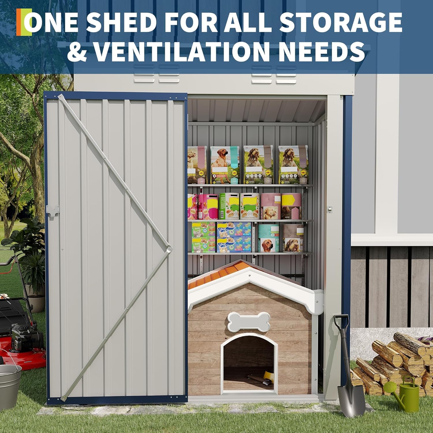 5x3 ft Outdoor Storage Shed & Tool Shed, Metal Garden Shed with Sloping Roof and Lockable Door, Compact Utility Shed for Backyard, Patio, Garden Storage, Blue