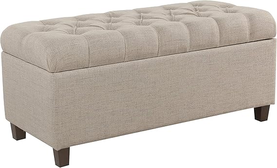 Homepop Home Decor | Tufted Ainsley Button Storage Ottoman Bench with Hinged Lid