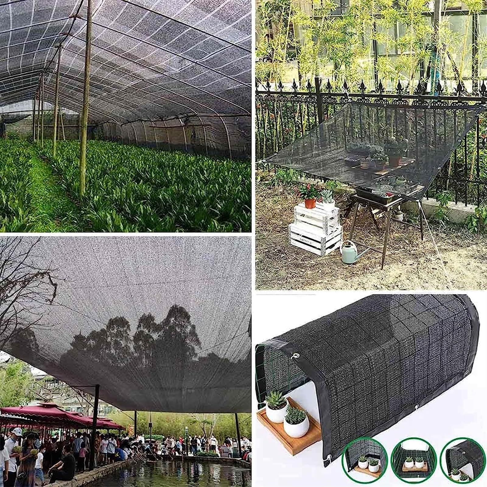 Malla de sombra negra 80% resistente a los rayos UV con ojales para invernadero, tela de sombra para plantas, flores y protección de patio