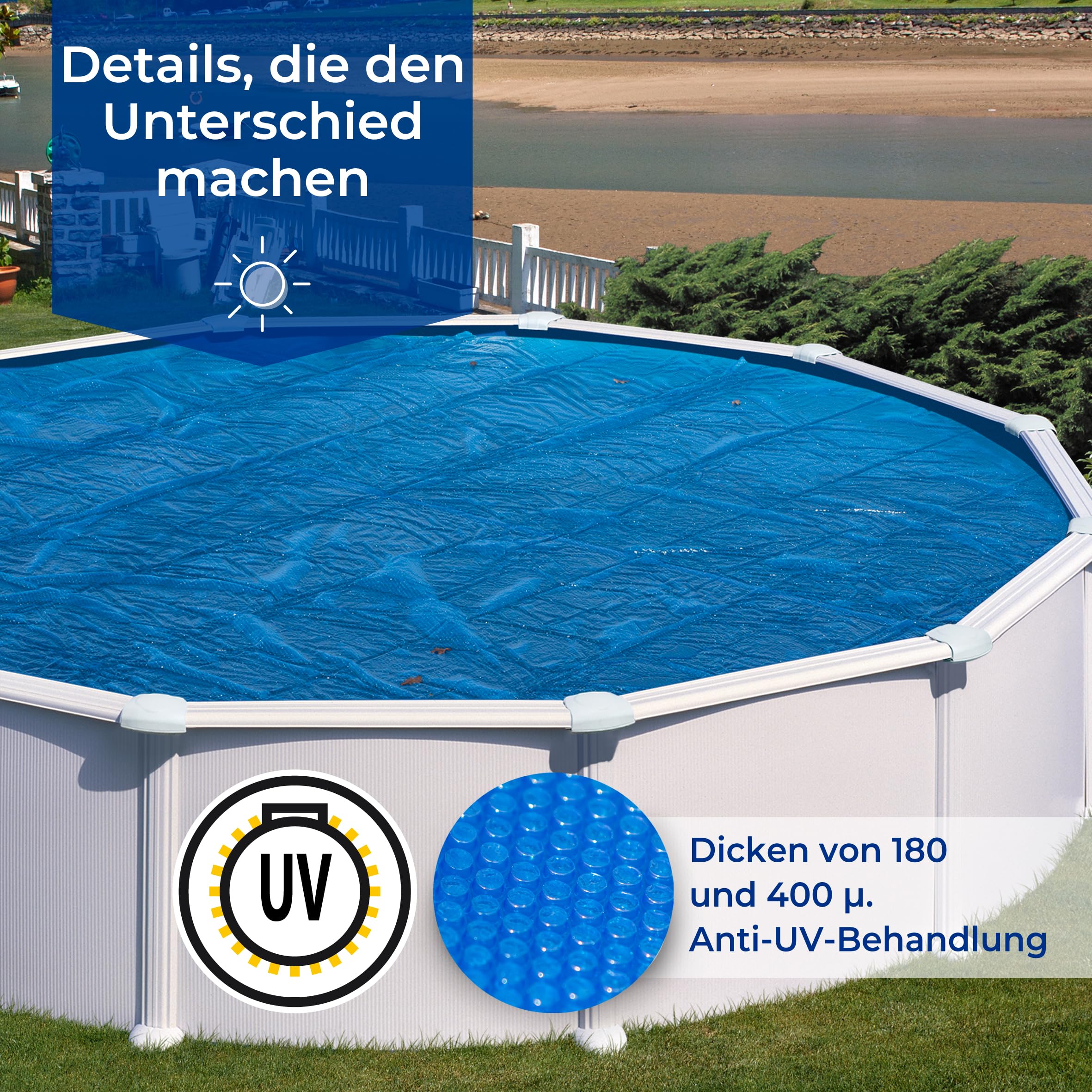 Gre CV350 - Sommerbezug für Rundbecken von 350 cm im Durchmesser, Farbe blau