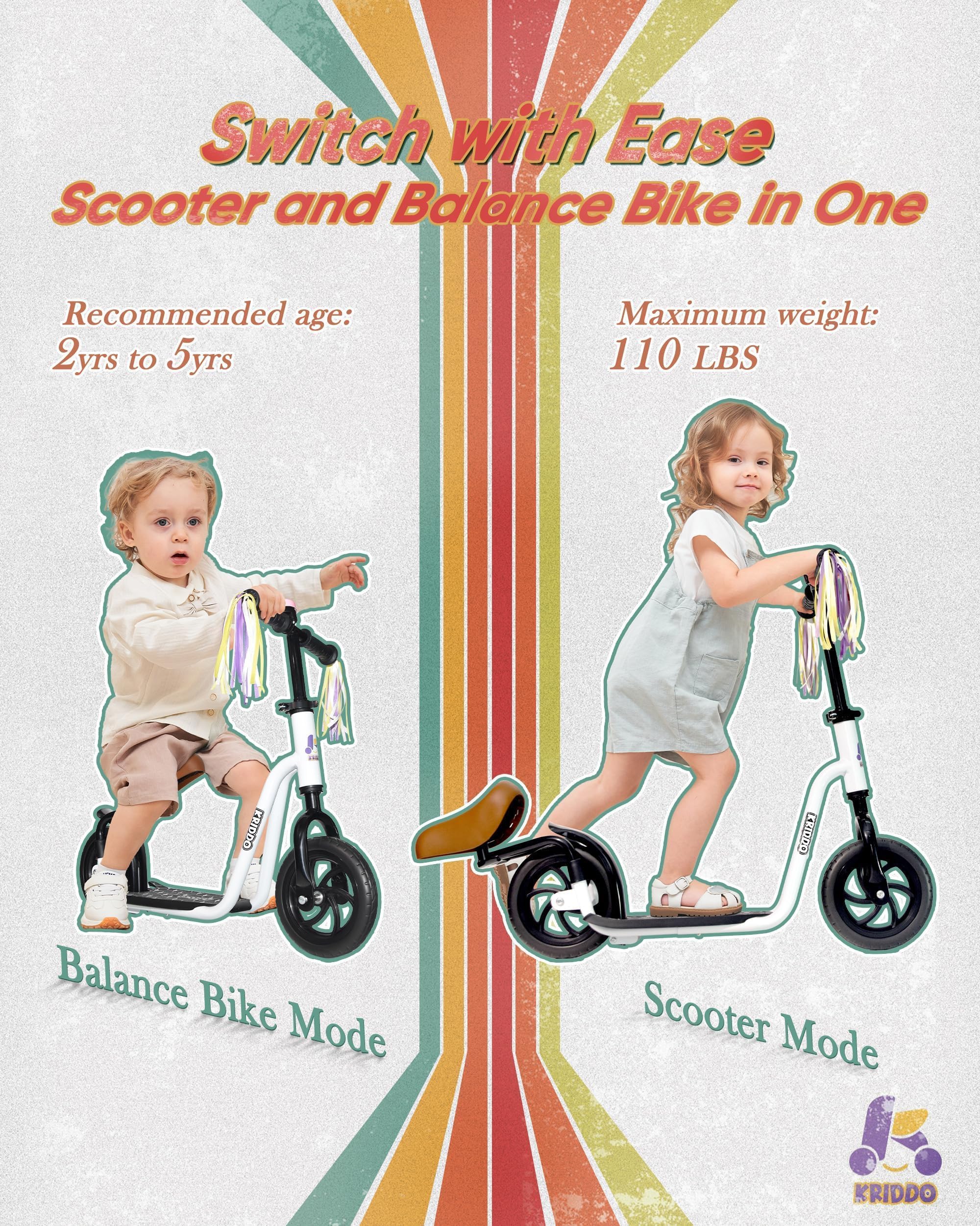 Kick Riding Cycle Snapklik.com : KRIDDO 2-in-1 Kids Kick Scooter And Balance Bike For ...