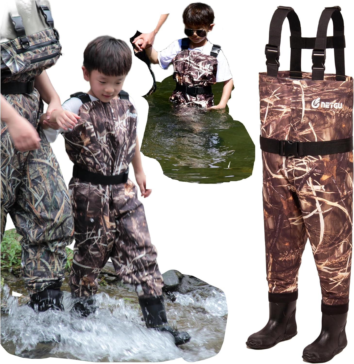 toddler, teens waders, child chest wader with boots, kids fishing wader
