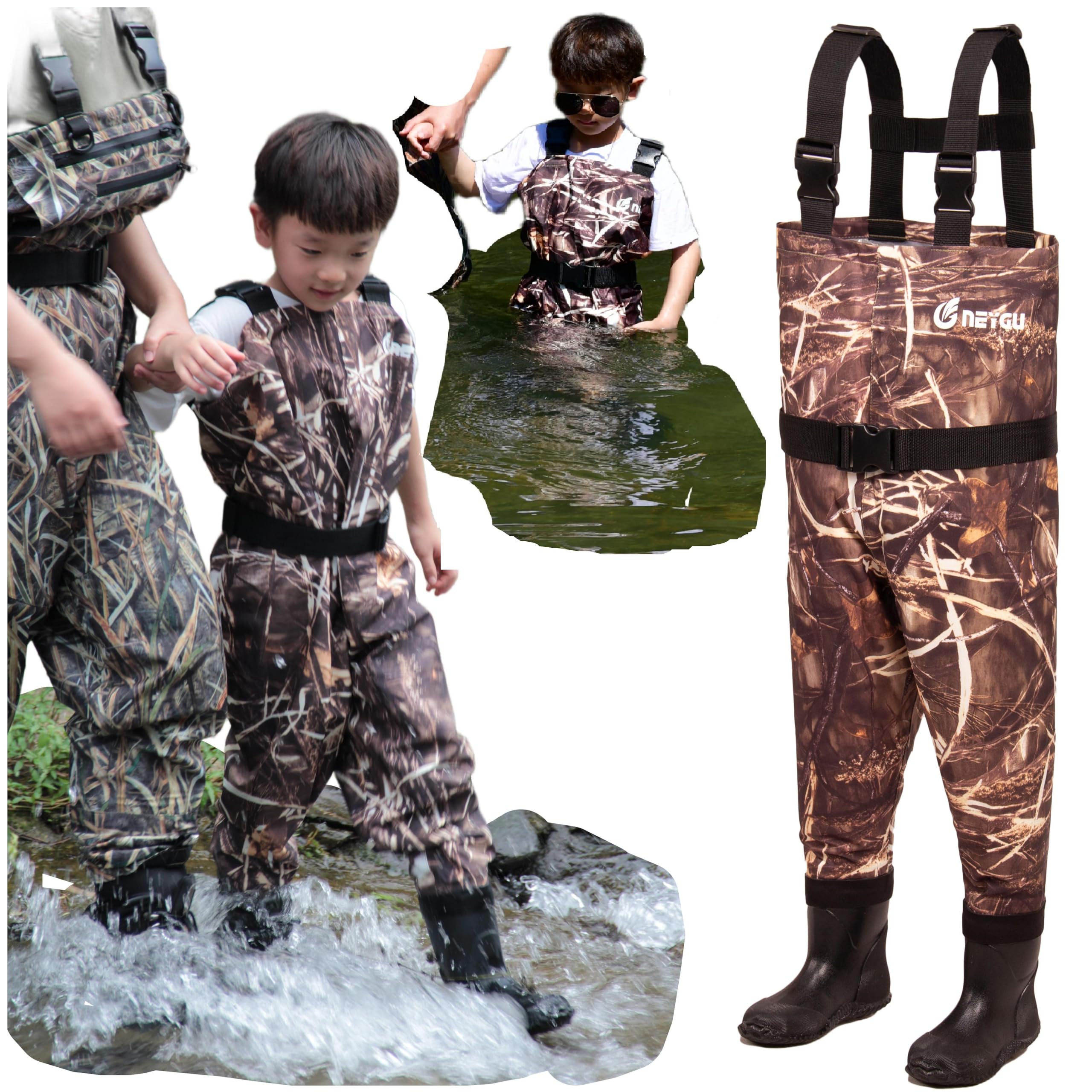 kids to youth waterproof chest waders, Swamp Mudding wader for boys and girls