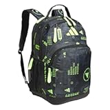 adidas Unisex Adaptive Backpack large size with features for independent dressing and ease of use, Upscaled Mix-Black/Lucid Lemon Yellow, One Size
