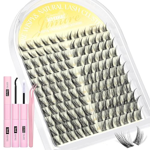 Miniatura 9 de JIMIRE Racimos de pestañas Venus con pestañas inferiores, aspecto natural, racimos de pestañas Wispy de 10-16 mm, racimo de pestañas rizado D,