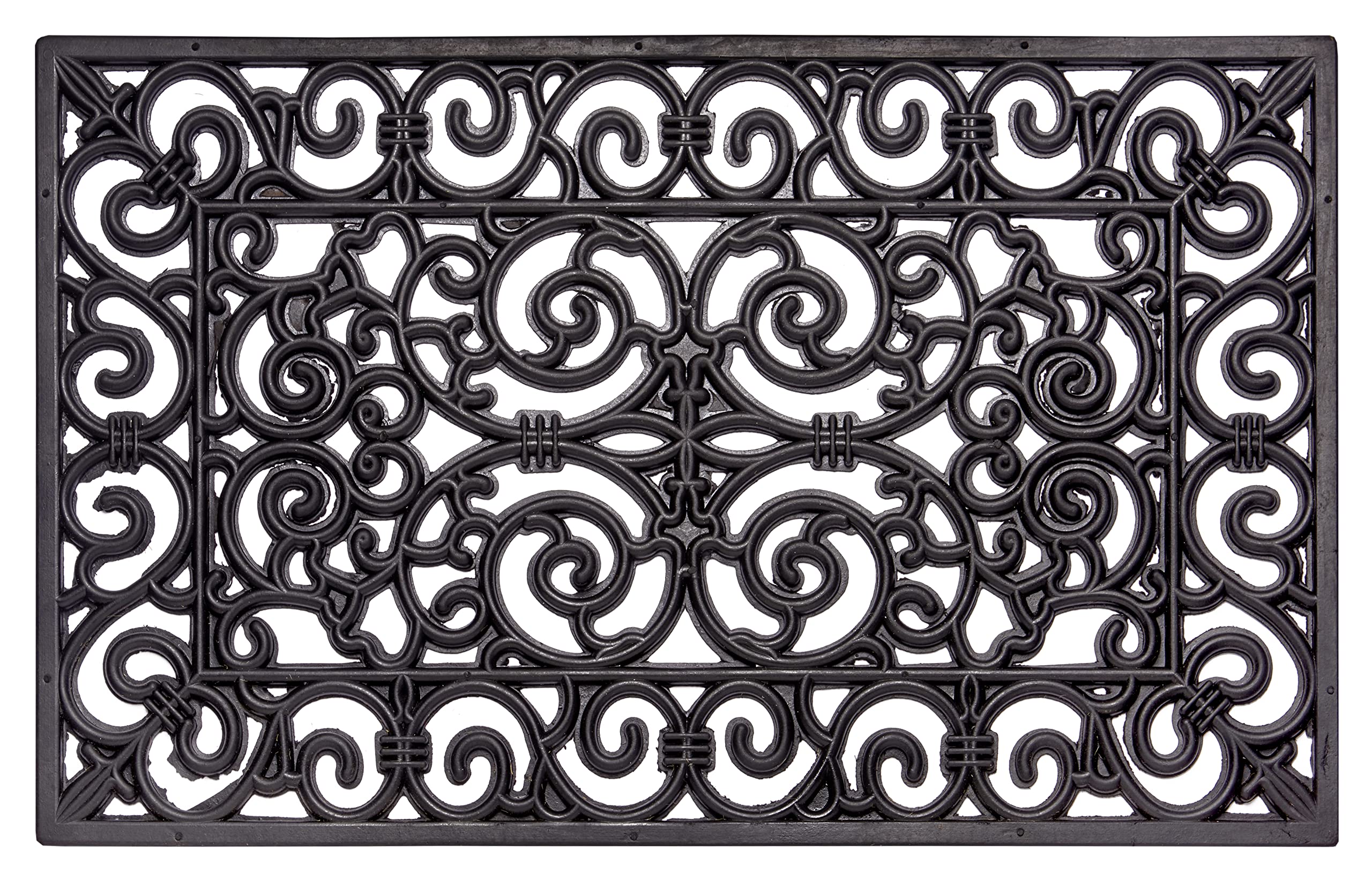 Hanse Home Gumowa wycieraczka do użytku wewnątrz i na zewnątrz, 45 x 75 cm – mata gumowa do użytku na zewnątrz, mata zatrzymująca brud, ornamenty, wygląd żeliwa, odporna na warunki atmosferyczne,