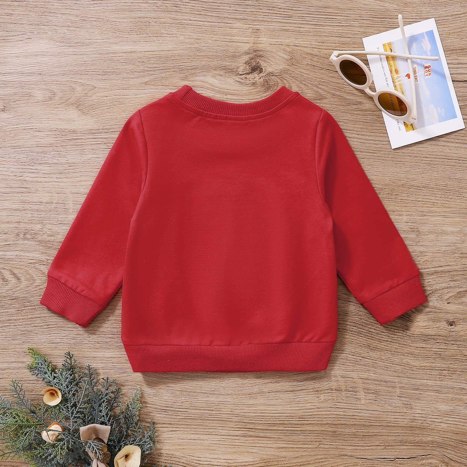 JLKGICF Toddler Baby Christmas Outfit Boy Girl Merry Sweatshirt Crewneck Pullover Sweater Long Sleeve Shirt Fall Winter Clothes (Merry Dude Red,18-24 Months)