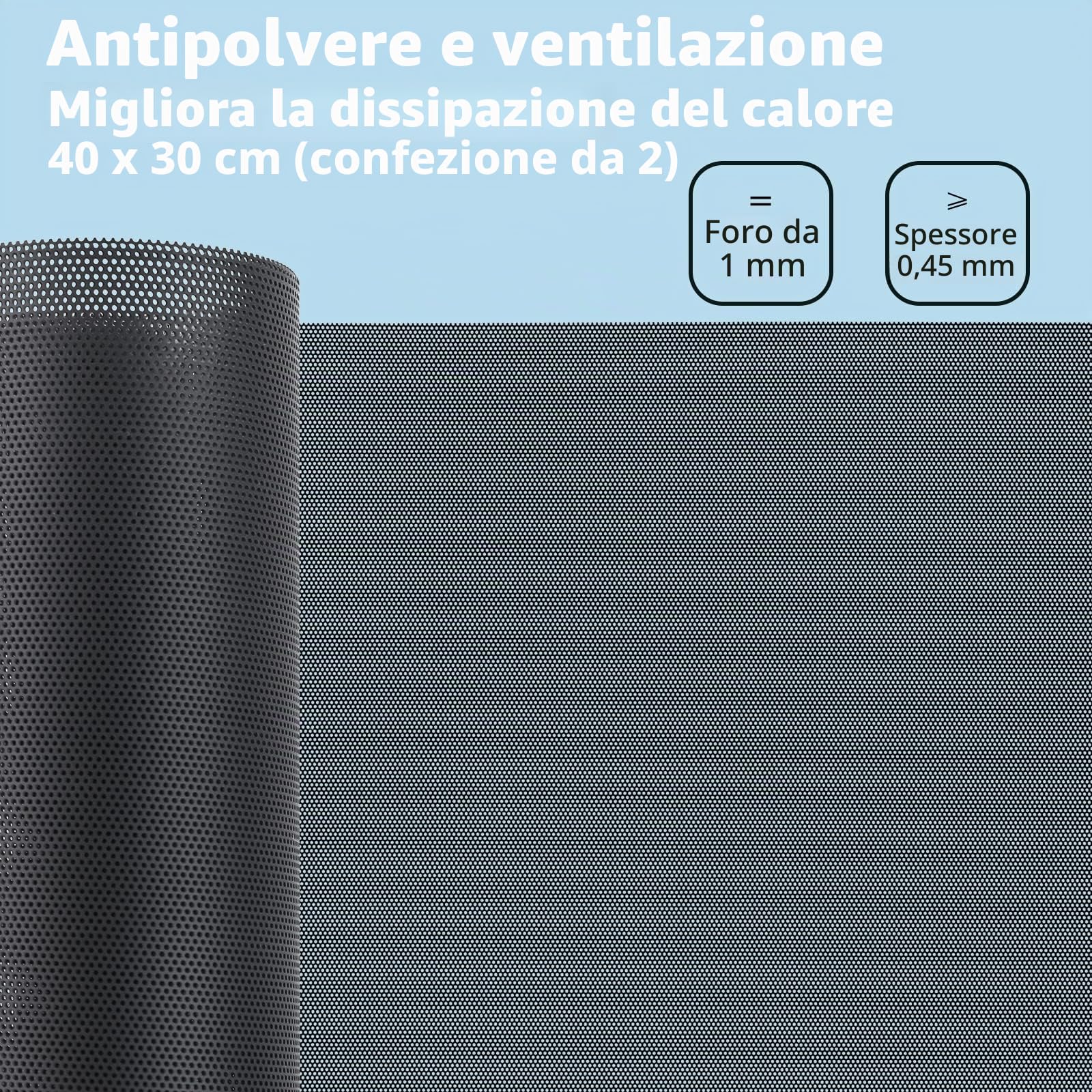 [Confezione da 4] 400 x 300 mm DIY PC Case Filtro a rete antipolvere in PVC con striscia magnetica per computer PC Case