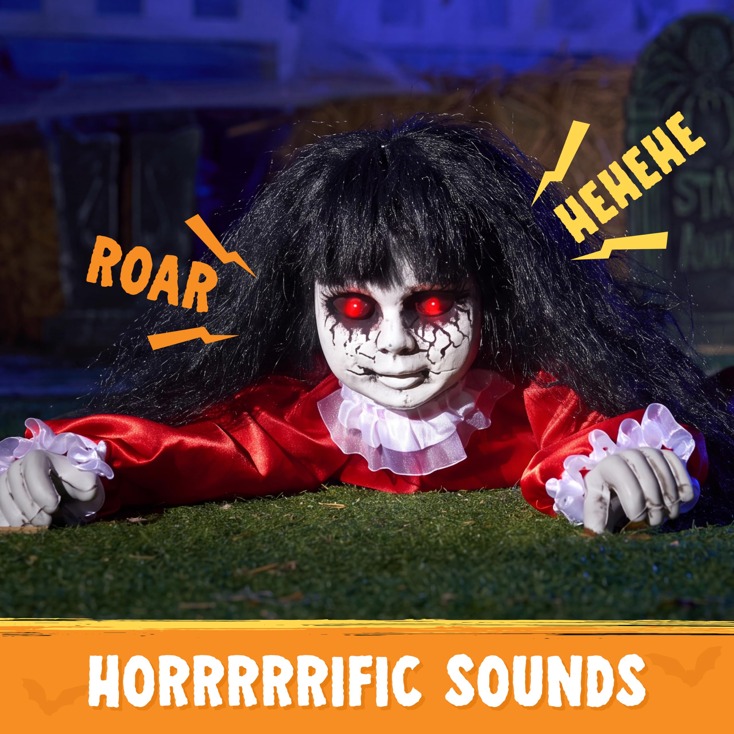JOYIN Halloween Animatronics Dekorationen Outdoor Groundbreaker Krabbelpuppe Gruselige Halloween Friedhof Dekoration Außendekor Gruselige Spukhaus Requisite Sound aktiviert mit Geräuschen und Lichtern