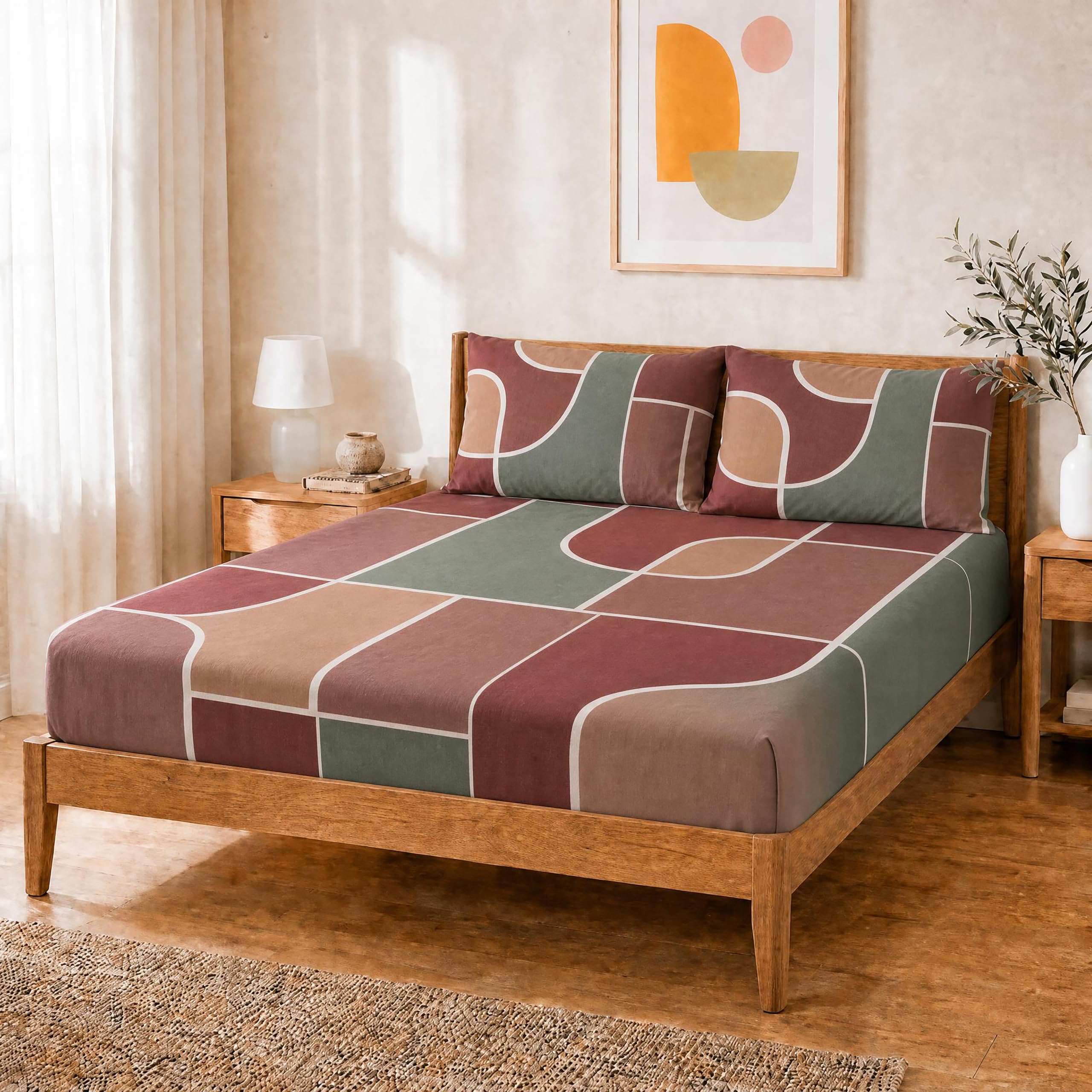 Salt Earth Queen Fitted Sheet - Cotton Feel & Deep Pocket -24