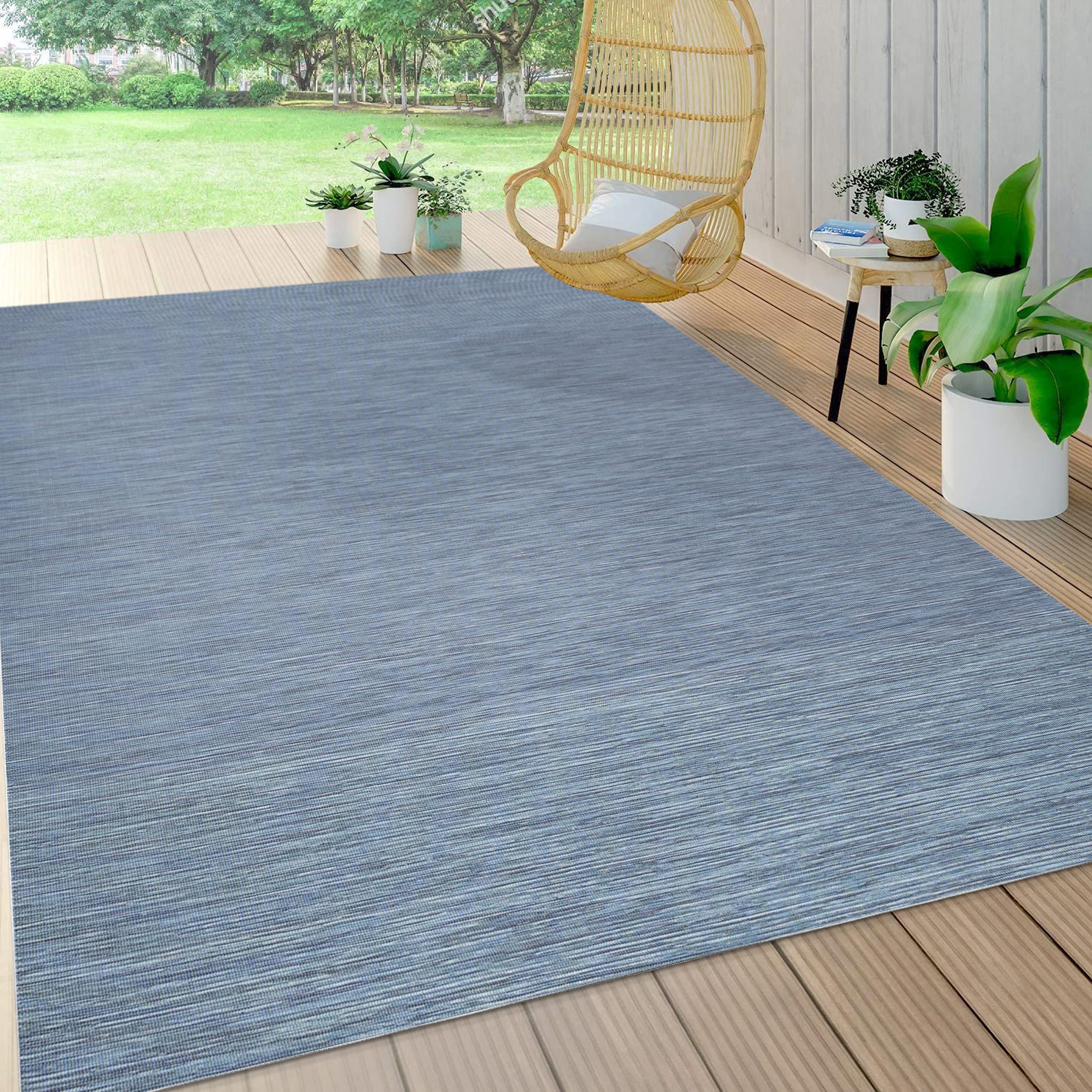 JONATHAN Y TSN100B-4 Ethan Modern Flatweave Solid Indoor Outdoor Area Rug Casual Contemporary Solid Coastal Easy Cleaning Bedroom Kitchen Backyard Patio Non Shedding, 4 X 6, Blue
