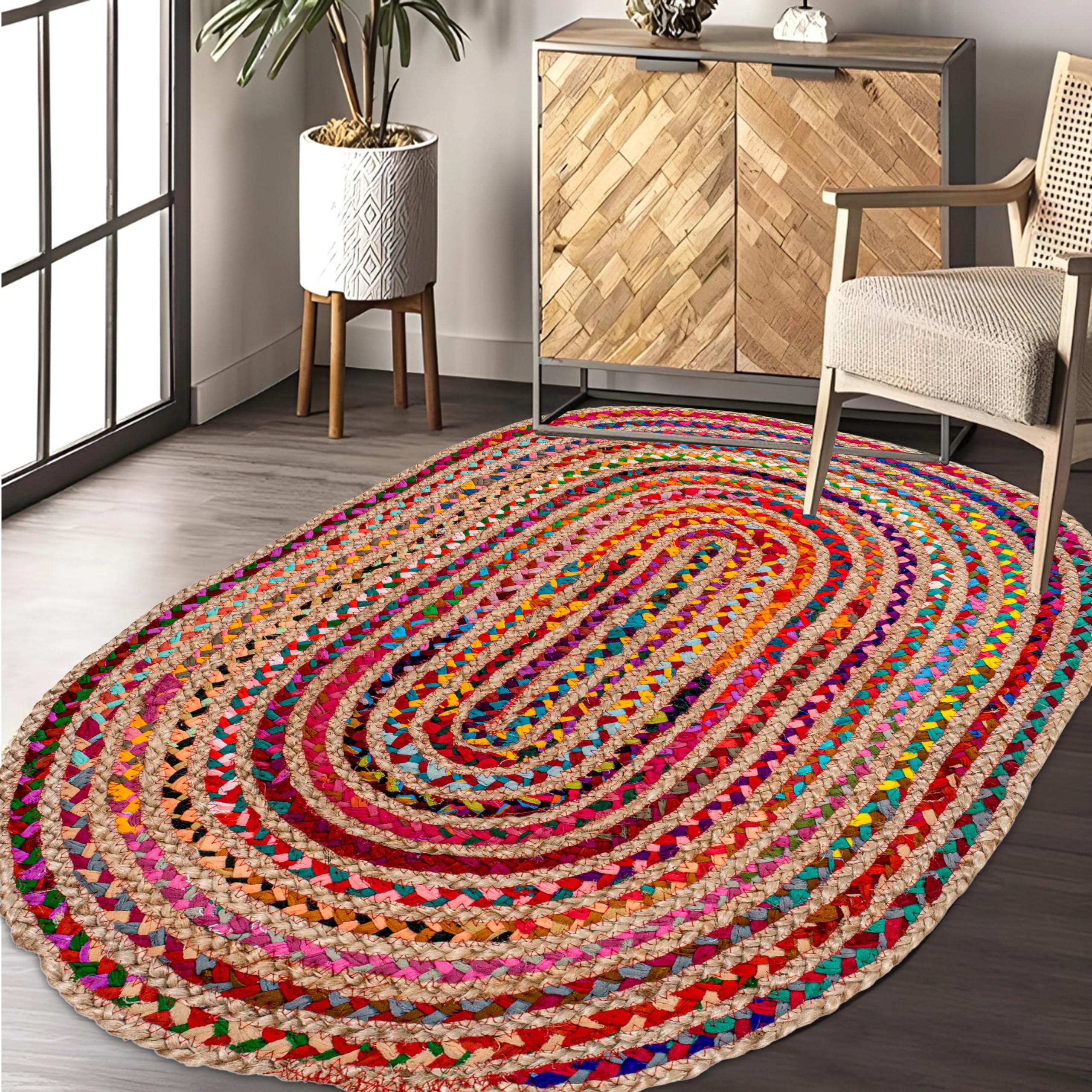Photo 1 of Savi Home Farmhouse Jute Cotton Chindi Rug