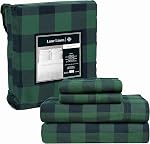 100% Cotton Flannel Sheets Set - Queen Size Flannel Sheets, 4-Piece Luxury Bedding Sets, Lightweight, Brushed for Extra Softness, Warm and Cozy, 16" Deep Pocket - Buffalo Check Green