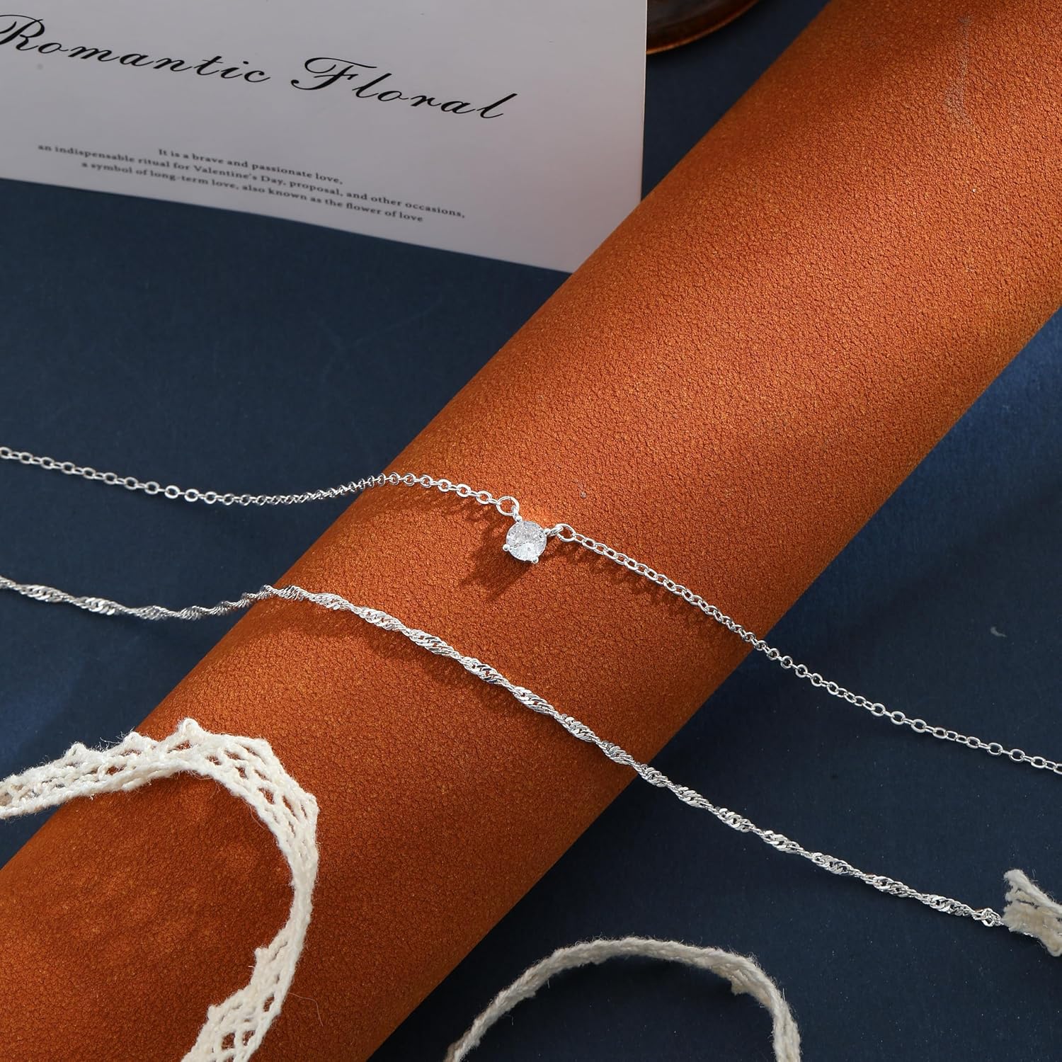 Dainty 14K Gold Plated/Silver Cubic Zirconia Diamond Necklaces for Women,Simple CZ Layered Gold Silver Necklaces Stack Trendy Jewelry Gifts - Image 5