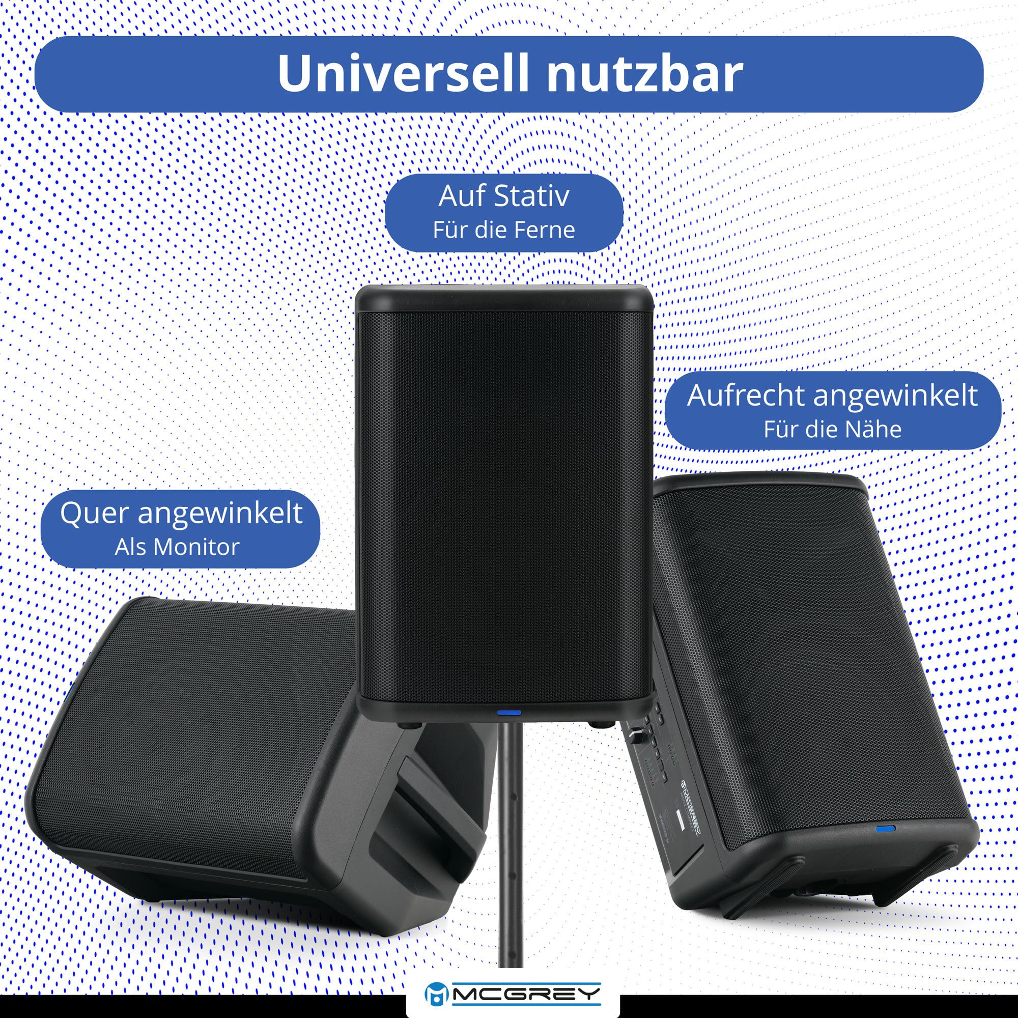 McGrey Move Compact Akku PA Lautsprecher - Mobile 8 Zoll Aktivbox mit Bluetooth und TWS, kraftvoller Sound für Events, Party und Präsentation, bis 8 Stunden Laufzeit - Schwarz