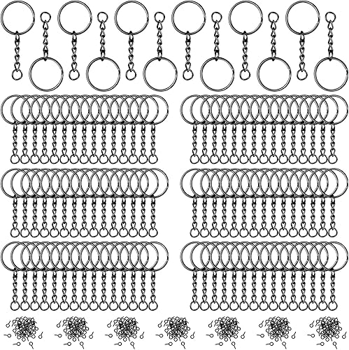 Hotop Kit de 360 llaveros para manualidades, incluye 90 conectores de anillos abiertos, 180 ganchos pequeños de tornillo a granel para suministros