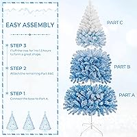 Vista 61 de Yaheetech Árbol de Navidad artificial preiluminado de 4.5 pies con luces blancas cálidas incandescentes, árbol de Navidad preiluminado completo