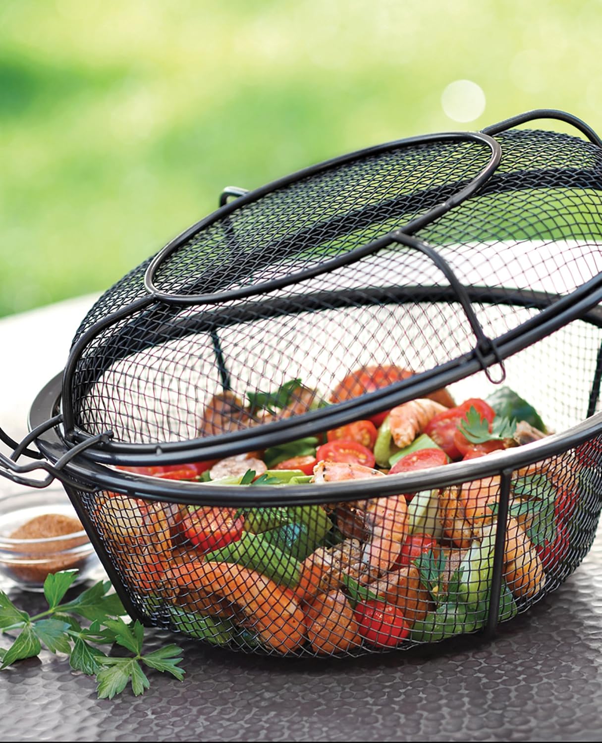 Outset QD77 Grill, 1 EA, Black Chef's Outdoor Basket and Skillet