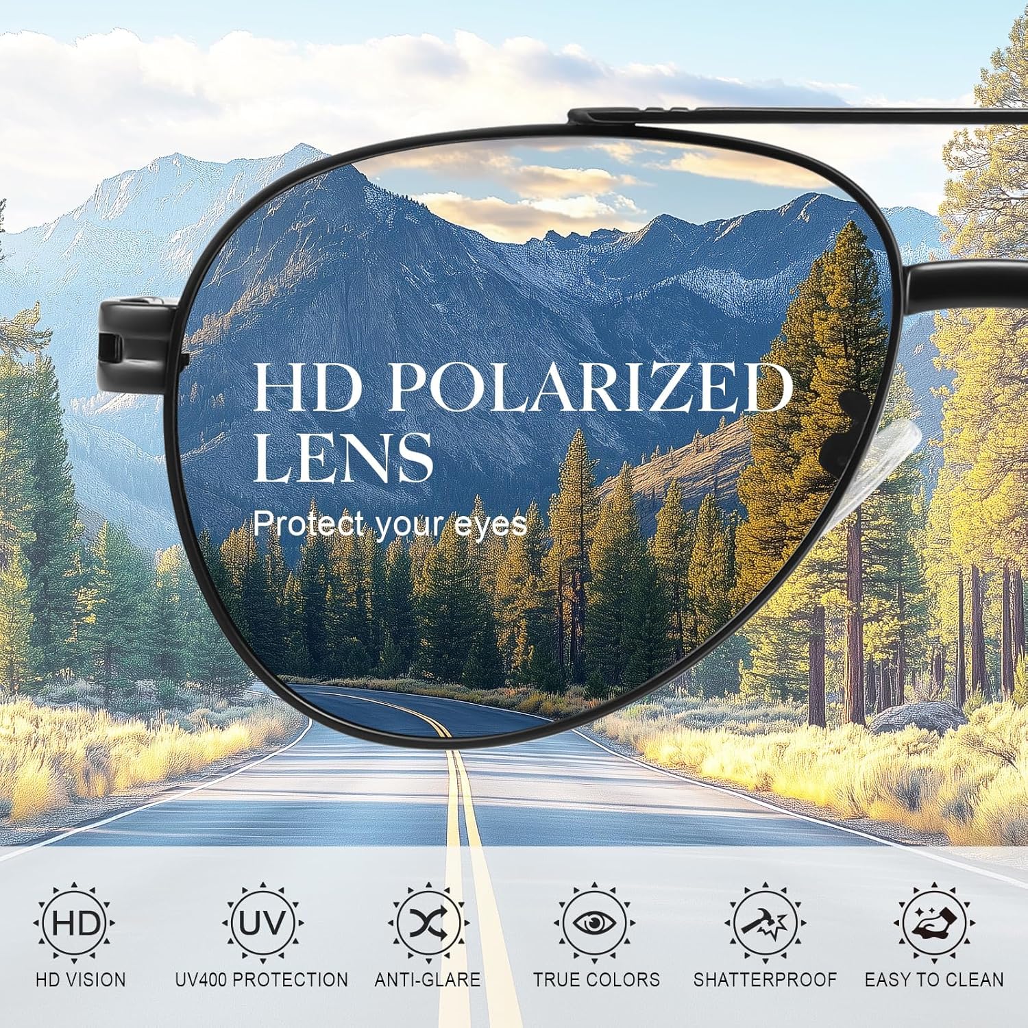 Polarized Aviator Sunglasses for Men Women- Fashion Shades Retro Sun Glasses Driving Fishing Golf UV Protection - Image 5