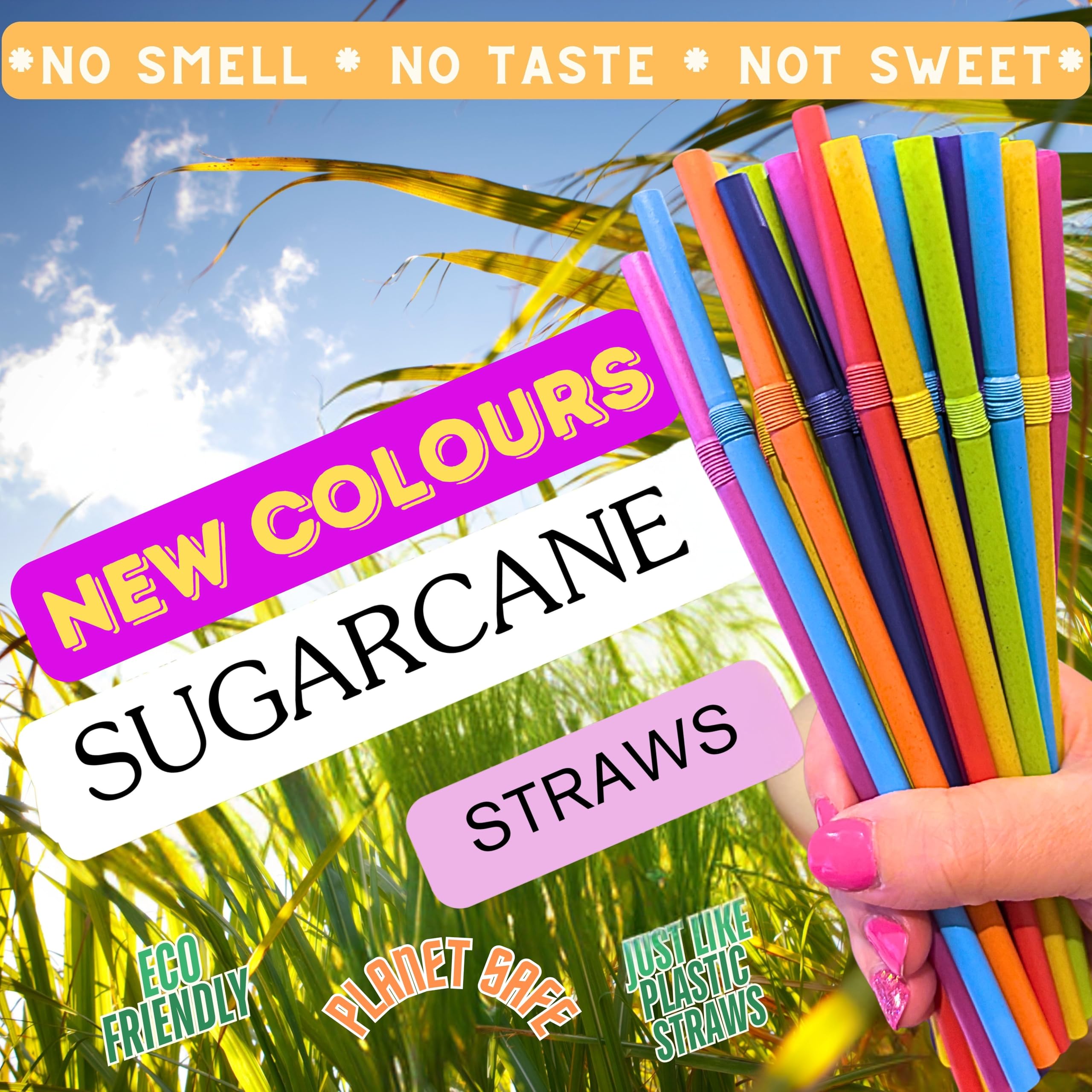 Sugarcane Straws, Flexible Drinking Straws for Smoothies Milkshakes, Juice, Parties, Kids, Travel, Home, Bars, Events (50 - Image 2
