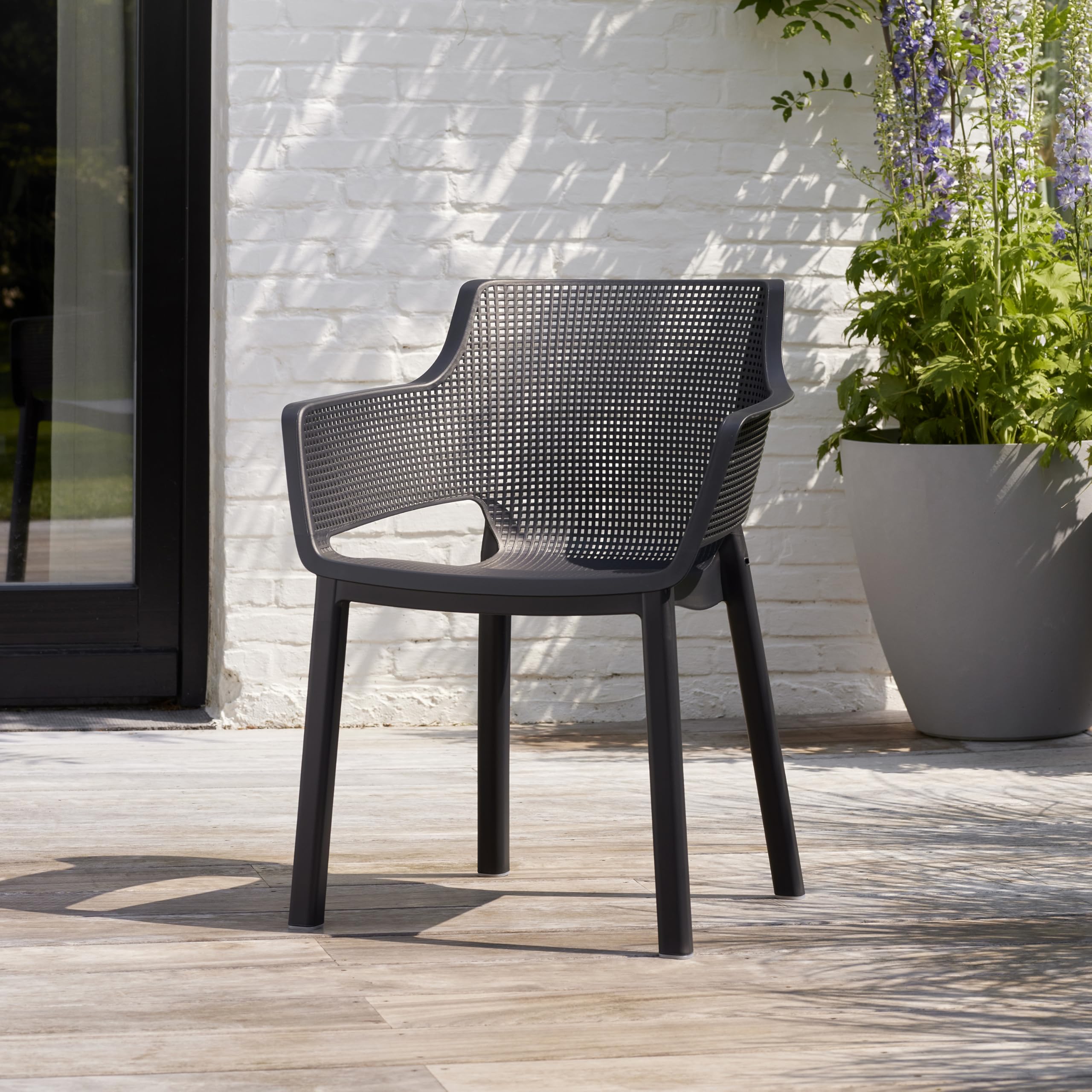 Keter Chaise de Jardin Elisa - Lot de 6 - Anthracite